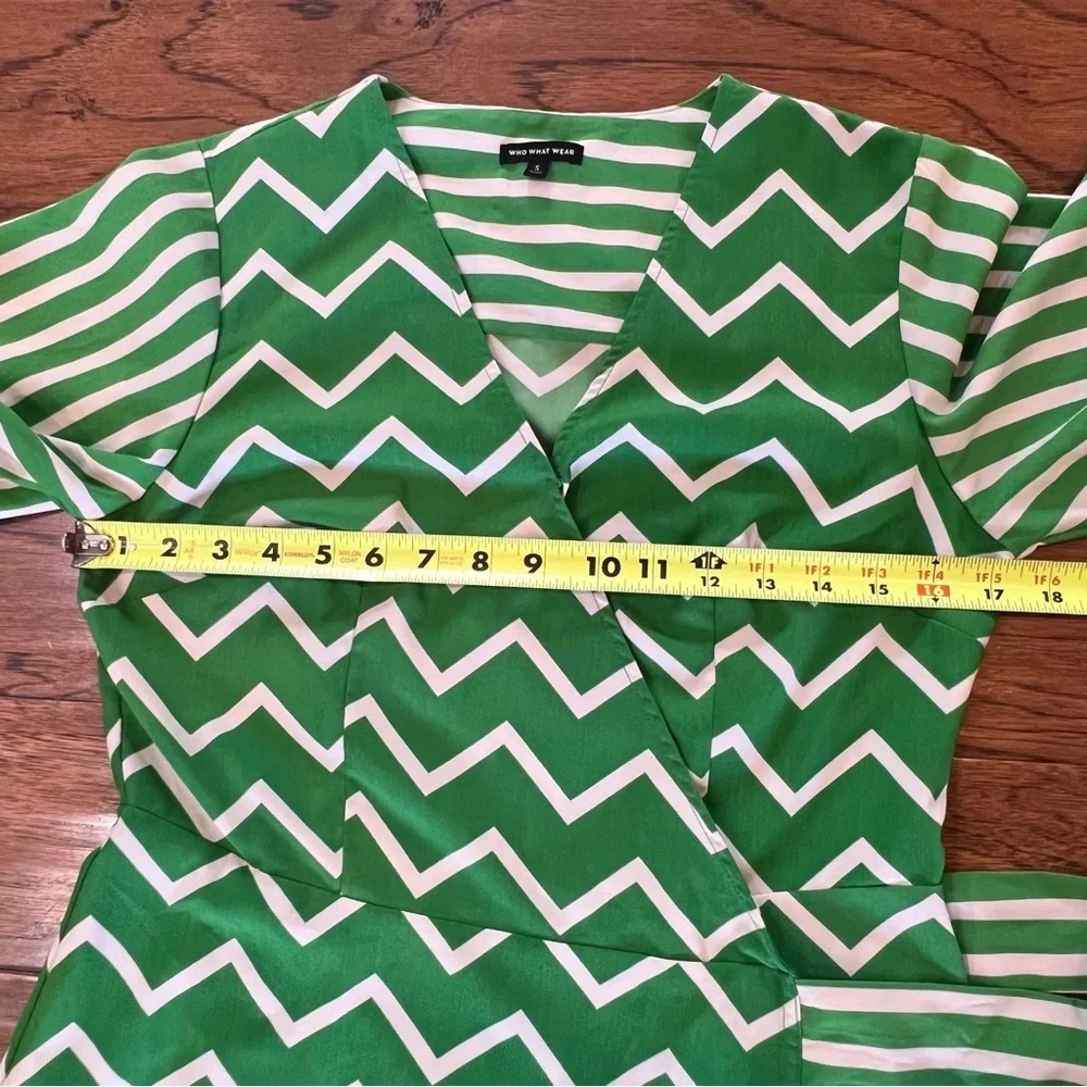 Who What Wear Maxi Wrap Dress Women's Small Kelly Green White Summer Long Length - Picture 13 of 16